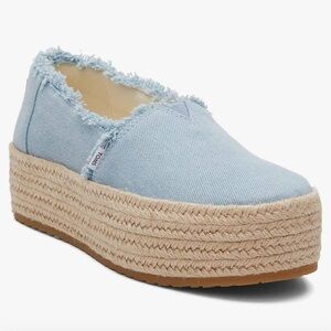 TOMS Sky Blue Platform Espadrilles